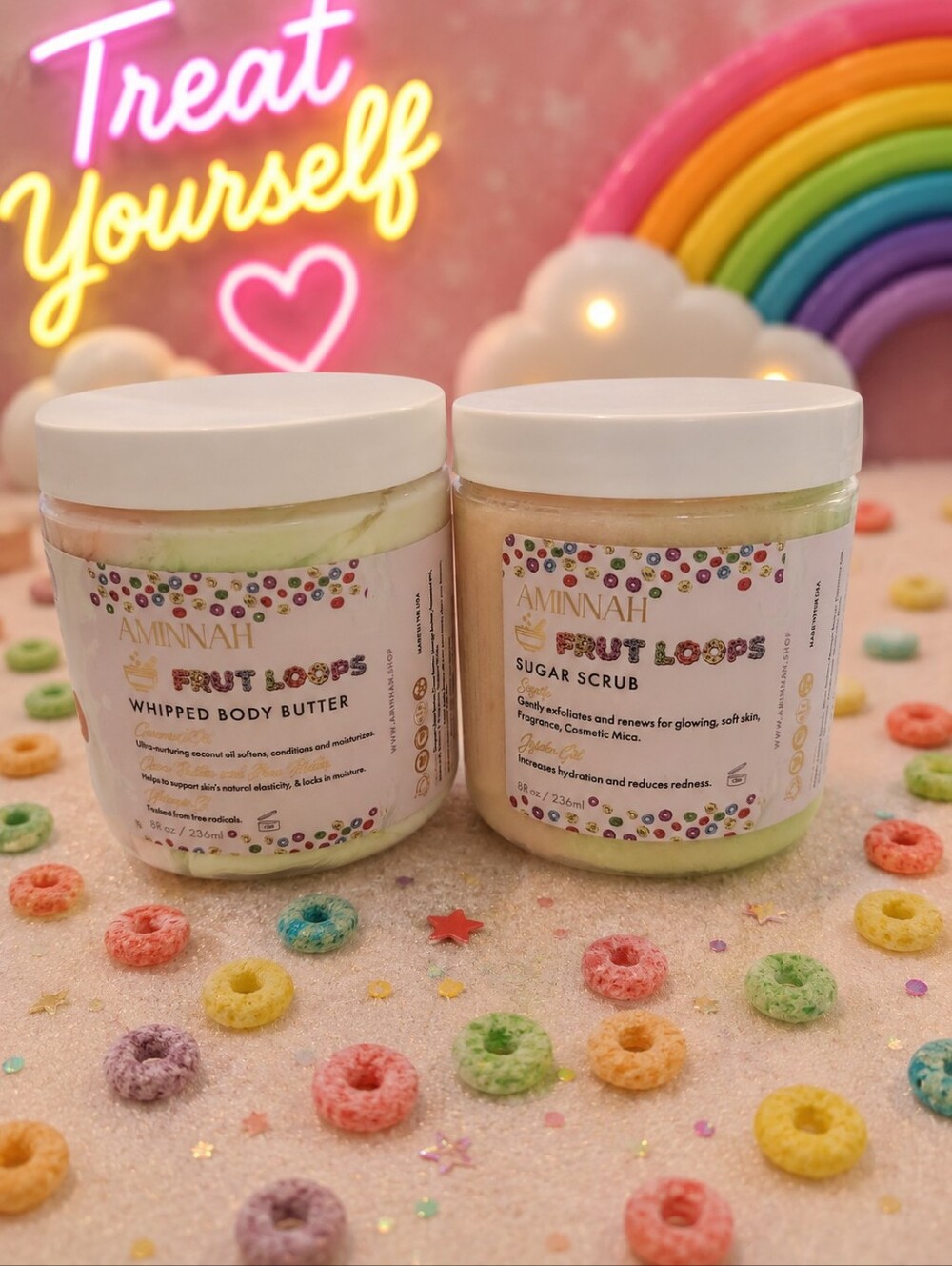 Aminnah Frut Loop Sugar Scrub And Whipped Body Butter Bundle